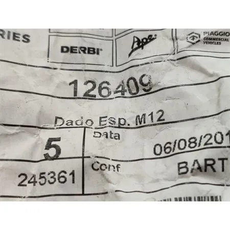 126409 Dado e spinotto M12x1,5-6h (Piaggio Gilera)