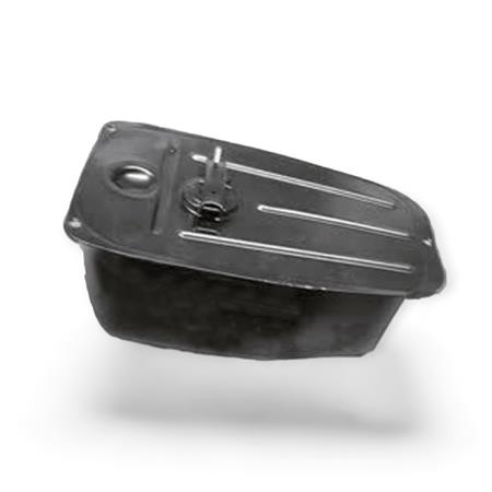 Serbatoio benzina Vespa in lamiera verniciata nero completo di sportello tappo chiusura per Vespa 50 e 125 old model, prodotto originale Piaggio, ricambio 1386172