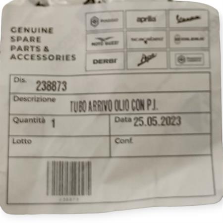 Tubo arrivo olio con p.i., ricambio 238873