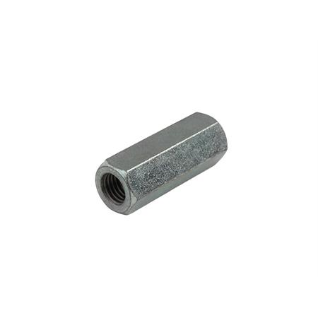 Dado distanziale con forma esagonale M7 filettato e passante da entrambe i lati per fissaggio su prigionieri con passo M7 x 1,25 mm (Piaggio), ricambio 238969