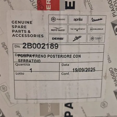 2B002189 Pompa freno posteriore d.14 originale Moto Guzzi Piaggio per V7 III 750/850 e V9 850 dal 2016