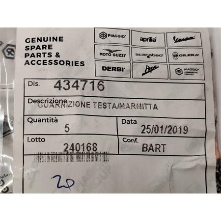 Guarnizione testa/marmitta, ricambio 434716