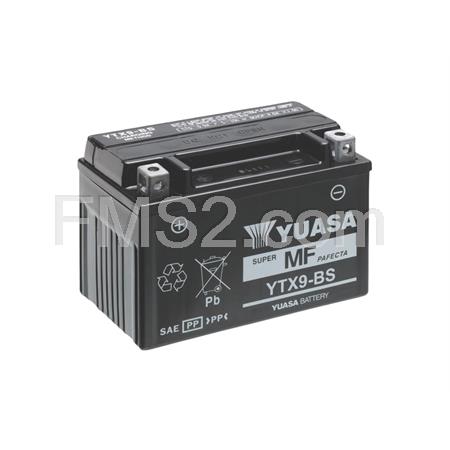 Batteria Yuasa YTX9-BS, 12 Volt - 8 Ah, tipo MF con acido a corredo (prodotto originale PIAGGIO), ricambio 498239
