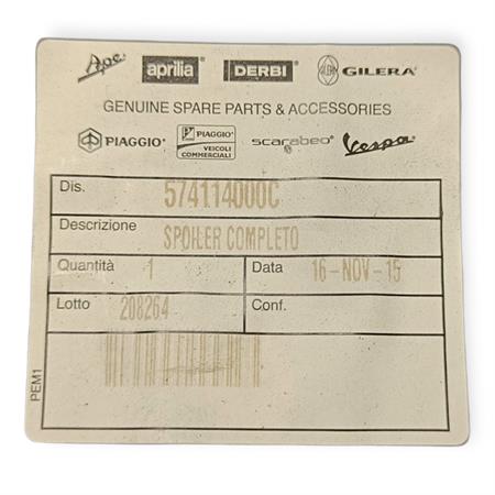 Spoiler completo (Piaggio Gilera), ricambio 574114000C