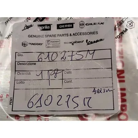610275M Etichetta norme di rodaggio 3 marce (Piaggio Gilera)