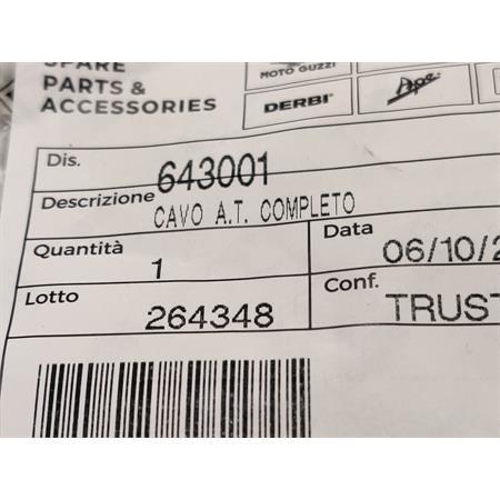 Cavo a.t. completo, ricambio 643001