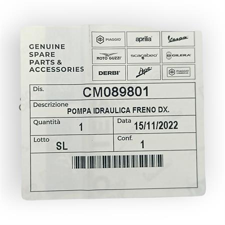 Pompa idraulica freno dx., ricambio CM089801