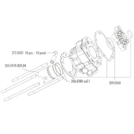 Gruppo termico motore Polini per enduro, motard e stradali con motore Derbi Aprilia D50B0 con diametro 39,88 mm e cilindrata 50cc raffreddati a liquido, ricambio 1090018