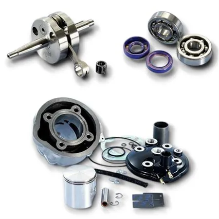 Maxi kit special Polini per motori Minarelli AM6 diametro 50 e cilindrata 76 cc composto da albero motore, cuscinetti e paraolio banco, gruppo termico in ghisa, ricambio 13310091