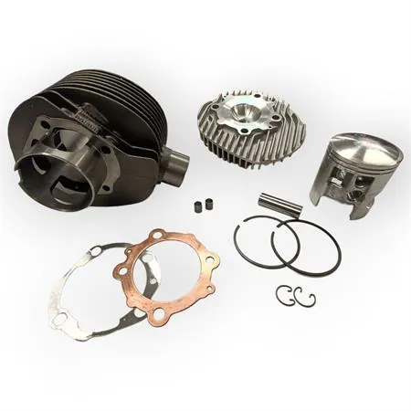 Gruppo termico motore Polini per Piaggio Vespa PX200E in ghisa con diametro 68,5 mm  completo di testa e pistone bi fascia e guarnizioni, ricambio 1400233