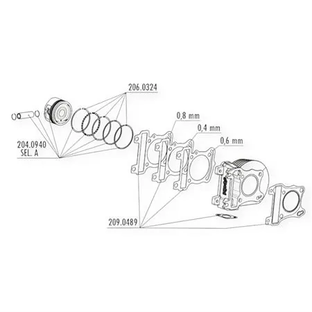 Kit gruppo termico Polini Ø49mm per Aprilia SXR 50 4T E5 (CD32M) - Polini 1400237