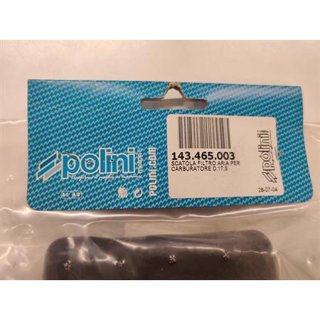 Scatola filtro aria Polini per carburatore diametro 17,5 CP con imbocco attacco filtro diametro 58,0 mm per utilizzo su minimoto Polini Dirt Road, ricambio 143465003