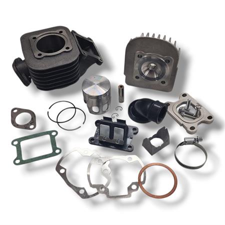 Motore gruppo termico Polini Evolution ghisa 70 cc diametro 47 mm corsa 39,2 bi-fascia spinotto 10 mm per motori Minarelli verticale Mbk Booster Spirit tutte le versioni, ricambio 1660074E