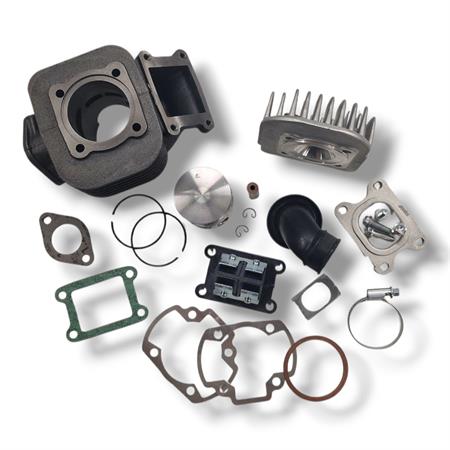 Motore gruppo termico Polini Evolution ghisa 70 cc diametro 47 mm corsa 39,2 bi-fascia spinotto 10 mm per motori Minarelli verticale Mbk Booster Spirit tutte le versioni, ricambio 1660074E