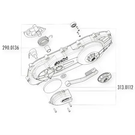Coperchio Trasmissione Polini Evolution 1700312 per Piaggio, Aprilia, Gilera, Derbi 12-13" - Compatibile carter lungo aria/liquido