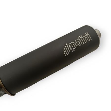 Marmitta Polini modello country con verniciatura trasparente e silenziatore nero opaco per ciclomotore Piaggio Ciao e Bravo 50 cc, ricambio 2000045