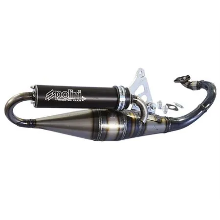 Marmitta Polini Scooter Team 4 omologata per scooter aprilia sr 50 e applicabile su tutti gli scooter con motore Minarelli orizzontale raffreddati ad aria e liquido, ricambio 2000408