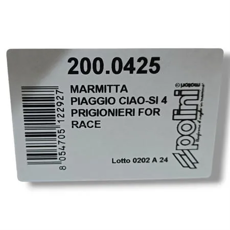 200.0425 Marmitta Polini For Race specifica per cilindro big bore a 4 prigionieri montato sui ciclomotori Piaggio Ciao, Si, Bravo, Grillo, SuperBravo, Boxer e Cba