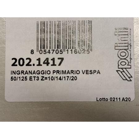Ingranaggio quadruplo primario Polini con rapportatura Z10-14-17-20, denti dritti per motori Piaggio Vespa 50 Special e 125 Primavera ET3 e PK 50 e PK 125 cc, ricambio 2021417