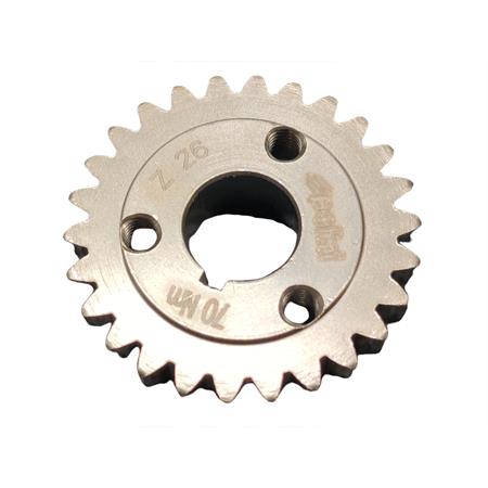 Ingranaggio campana frizione primaria Polini Z26 denti dritti per accorciare il rapporto nei motori Piaggio Vespa 125 primavera Et3 e PK 125 cc con motore elaborato, ricambio 2021420