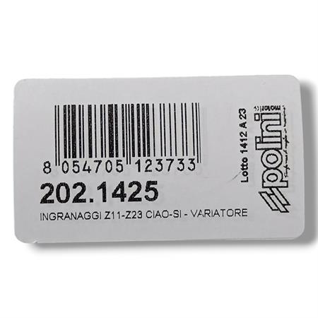 Ingranaggi primari Polini con dentatura z11 e z23 per ciclomotori Piaggio Ciao, Si, Grillo, Boxer, Bravo, SuperBravo, Cba con variatore, ricambio 2021425
