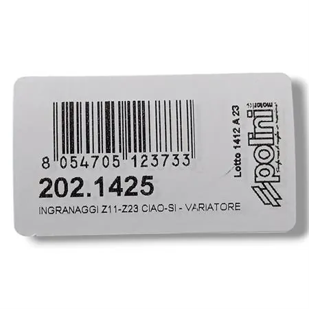 202.1425 Ingranaggi primari Polini con dentatura z11 e z23 per ciclomotori Piaggio Ciao, Si, Grillo, Boxer, Bravo, SuperBravo, Cba con variatore