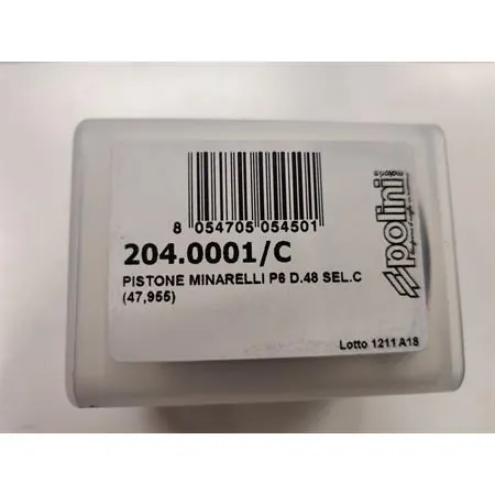 204.0001/C Pistone Polini per motori Minarelli p6 monofascia con diametro 48 mm e selezione C e misura reale 47,955 mm per cilindri radiali cromati