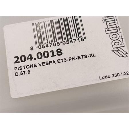 Pistone Vespa ET3-PK-ets-xl diametro 57.8 mm (Polini), ricambio 2040018