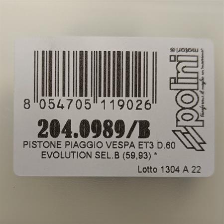Pist.piaggio vespa et3 d.60 evol.sel.b, ricambio 2040989B