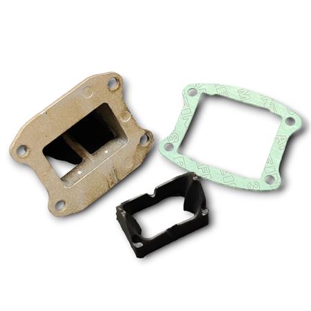 Valvola lamellare Polini specifica per carter motore P.R.E. polini 100 cc completa di diffusore di fluidi e guarnizione, ricambio 2130056