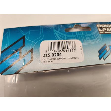 Collettore aspirazione Polini mono lamellare per  Vespa PK 50 e per carburatori diametro 16/16 Dell'Orto e fissaggio con 2 viti, ricambio 2150204