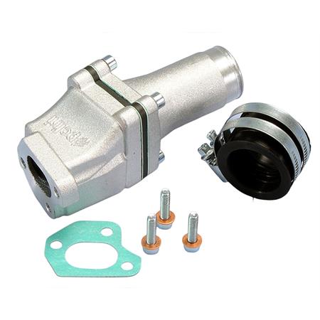 Collettore aspirazione monolamellare Polini con attacco a 3 viti specifico per Piaggio Ape 50 con carburatore PWK 24, 26, 28 e 30 e carburatore dell'orto VHST 24, 26 e 28, ricambio 2150272