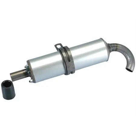 Silenziatore in alluminio completo di fascetta e gommino ricambio per la marmitta Polini evolution codice 2000214 con diametro imbocco da 20 mm per scooter con motore Piaggio, ricambio 2180042