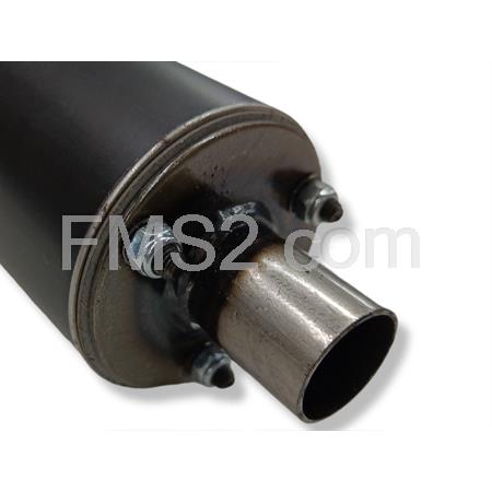 Silenziatore in alluminio anodizzato nero per marmitta con imbocco diametro interno da 20,0 mm utilizzabile su diversi modelli di marmitte, ricambio 21800502