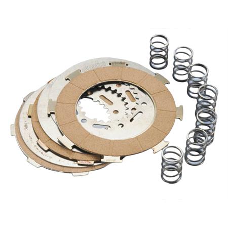 Serie dischi frizione Polini modello rinforzato con 4 dischi guarniti e Molle Racing per Piaggio Vespa PX-e 200 e 125 t5- lml 125-150, ricambio 2300014