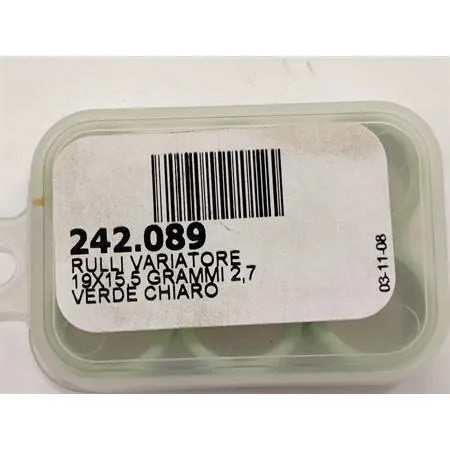 Kit rulli variatore 19x15.5 colore verde chiaro peso grammi 2.7 interno alluminio (Polini), ricambio 242089