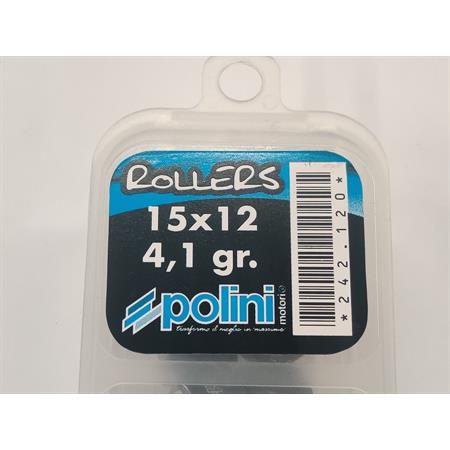 Kit rulli variatore 15x12 colore bianco peso grammi 4.1 interno ottone (Polini), ricambio 242120