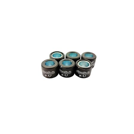 Kit rulli variatore 15x12 colore giallo peso grammi 4.7 interno ottone (Polini), ricambio 242121