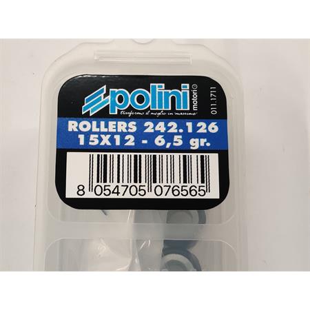 Kit rulli variatore 15x12 colore grigio peso grammi 6.5 interno ottone (Polini), ricambio 242126