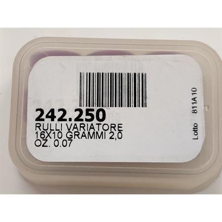 Kit rulli variatore 16x10 mm colore viola peso grammi 2.0 interno alluminio (Polini), ricambio 242250