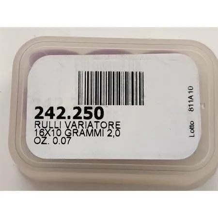 Kit rulli variatore 16x10 mm colore viola peso grammi 2.0 interno alluminio (Polini), ricambio 242250