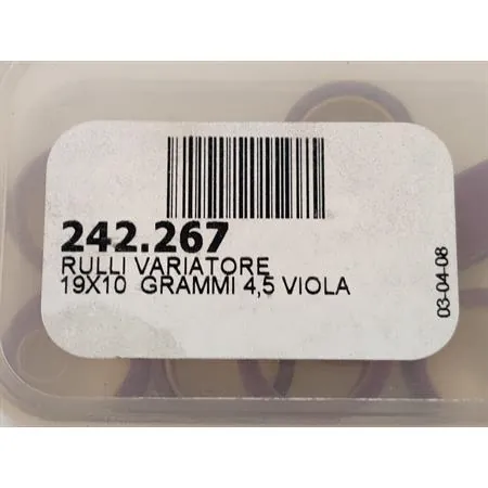 242.267 Kit rulli variatore Polini 19x10.2 mm peso grammi 4.5 interno ottone per EVO a 9 rulli per Piaggio e Minarelli
