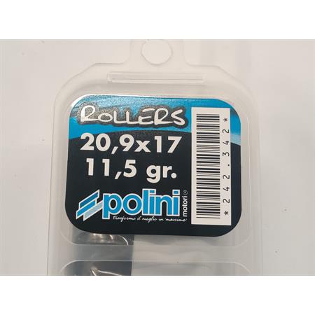 Kit 6 rulli Polini per variatore maxi scooter con diametro 20,9 x 17 mm e peso 11,5 grammi, ricambio 242342