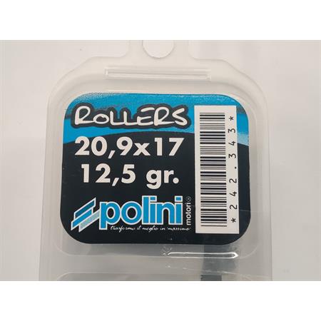 Kit 6 rulli Polini per variatore maxi scooter con diametro 20,9 x 17 mm e peso 12,5 grammi, ricambio 242343