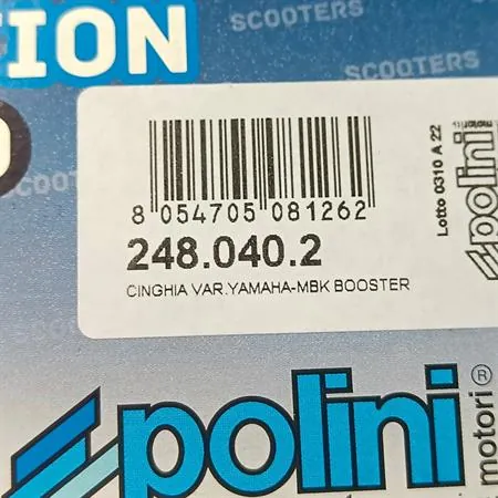 Cinghia di trasmissione variatore Polini in Aramid-kevlar per correttori da 128 mm e montaggio su motori Minarelli verticale e orizzontale aria e liquido a braccio lungo 248.040.2, ricambio 2480402