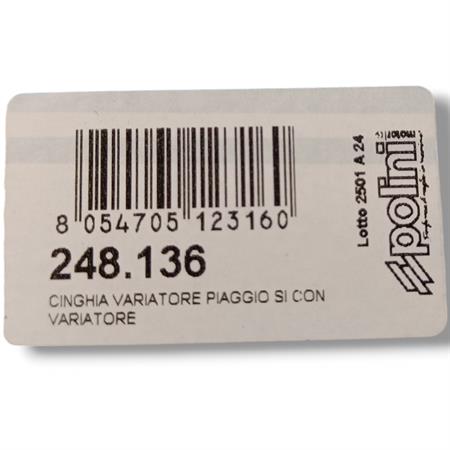 Cinghia variatore dentata Polini per ciclomotori Piaggio si con variatore, ricambio 248136