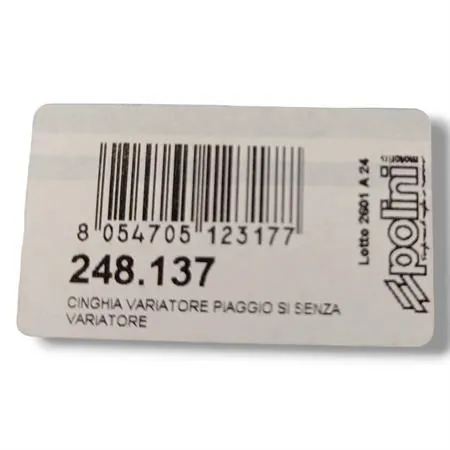 248.137 Cinghia Trasmissione dentata Polini per ciclomotori Piaggio si mono marcia senza variatore e puleggia diametro 90 mm originale