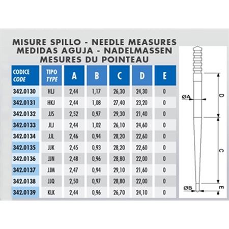 Scatola da 10 spilli con differenti misure (Polini) per carburatori pwk dal 24 al 34 completi di anellino ferma spillo già montato, ricambio 3420129