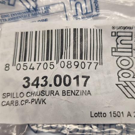 Spillo molleggiato chiusura benzina nei carburatori serie CP Polini e PWK Polini, ricambio 3430017