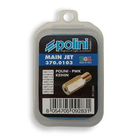 Scatola Polini da 10 getti del massimo per carburatori cp - keihin - pwk dal numero 101 al 119 con incremento di 2, ricambio 3700103